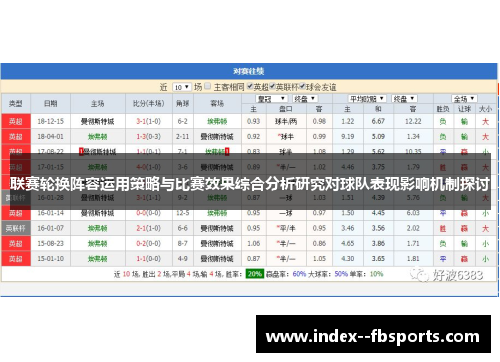联赛轮换阵容运用策略与比赛效果综合分析研究对球队表现影响机制探讨 联赛轮换阵容运用策略与比赛效果综合分析研究对球队表现影响机制探讨